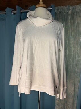 Calvin Klein Silver Logo Pin on Off White Velour Pullover